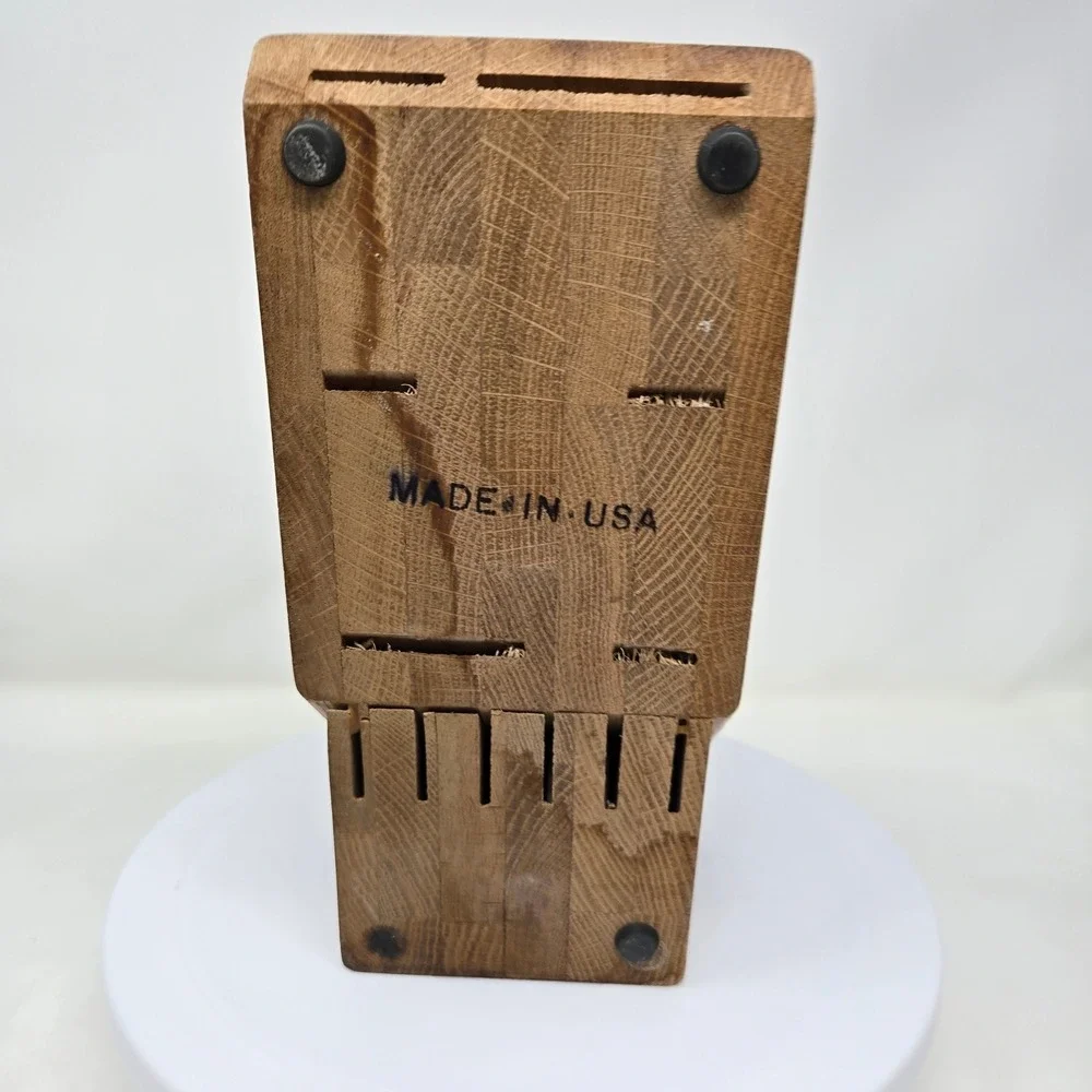 Cutco 13 Slot Oak Wood Knife Block Kitchen Cutlery Storage Made in USA Honey Oak